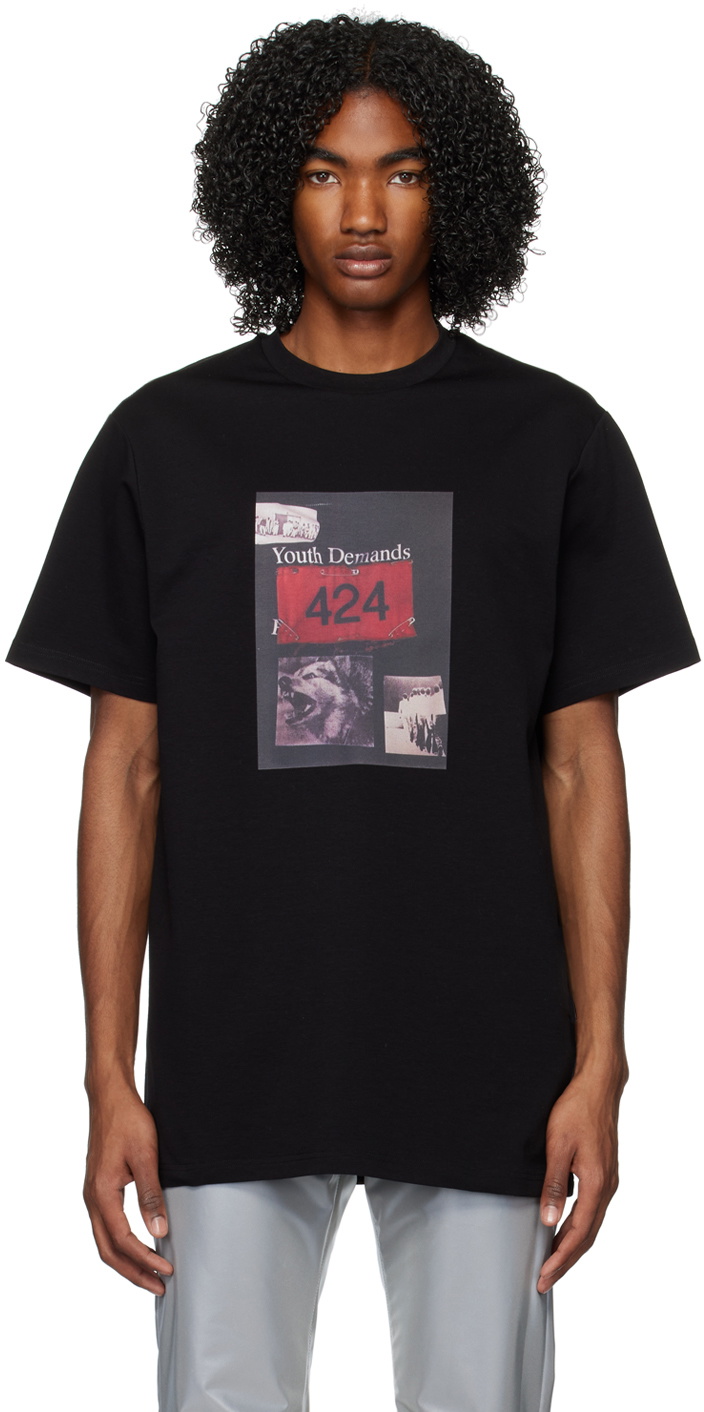 424 Black Graphic T-Shirt 424