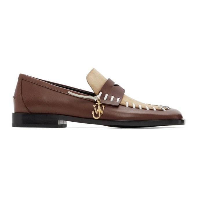 Photo: JW Anderson Brown and Beige Antick Stitch Loafers