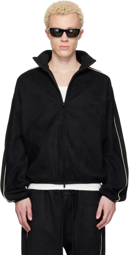 Photo: Fear of God ESSENTIALS Black Faux-Suede Fleece Signature Modern Track Jacket