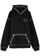 True Religion Logo-embroidered Hooded Jersey Sweatshirt Black