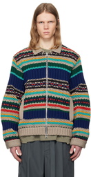 sacai Multicolor Mesh Knit Cardigan