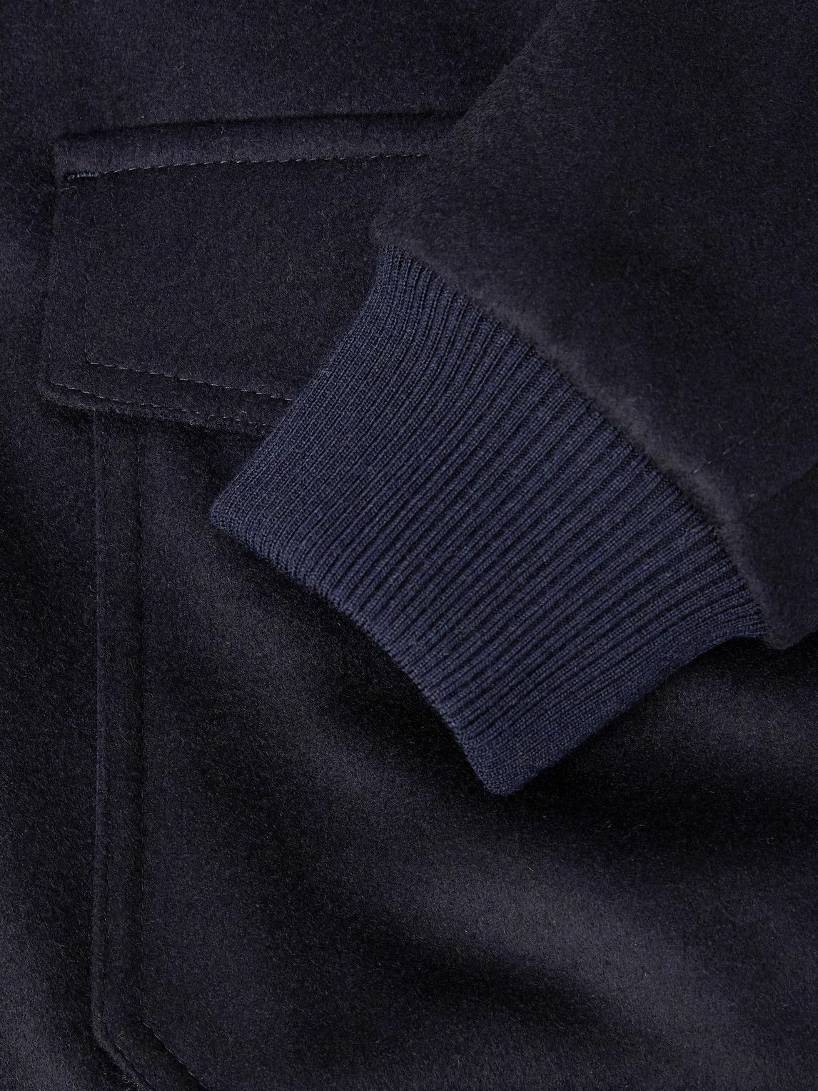 Private White V.C. - The Flight Jacket 3.0 Shearling-Trimmed Wool Bomber Jacket - Blue