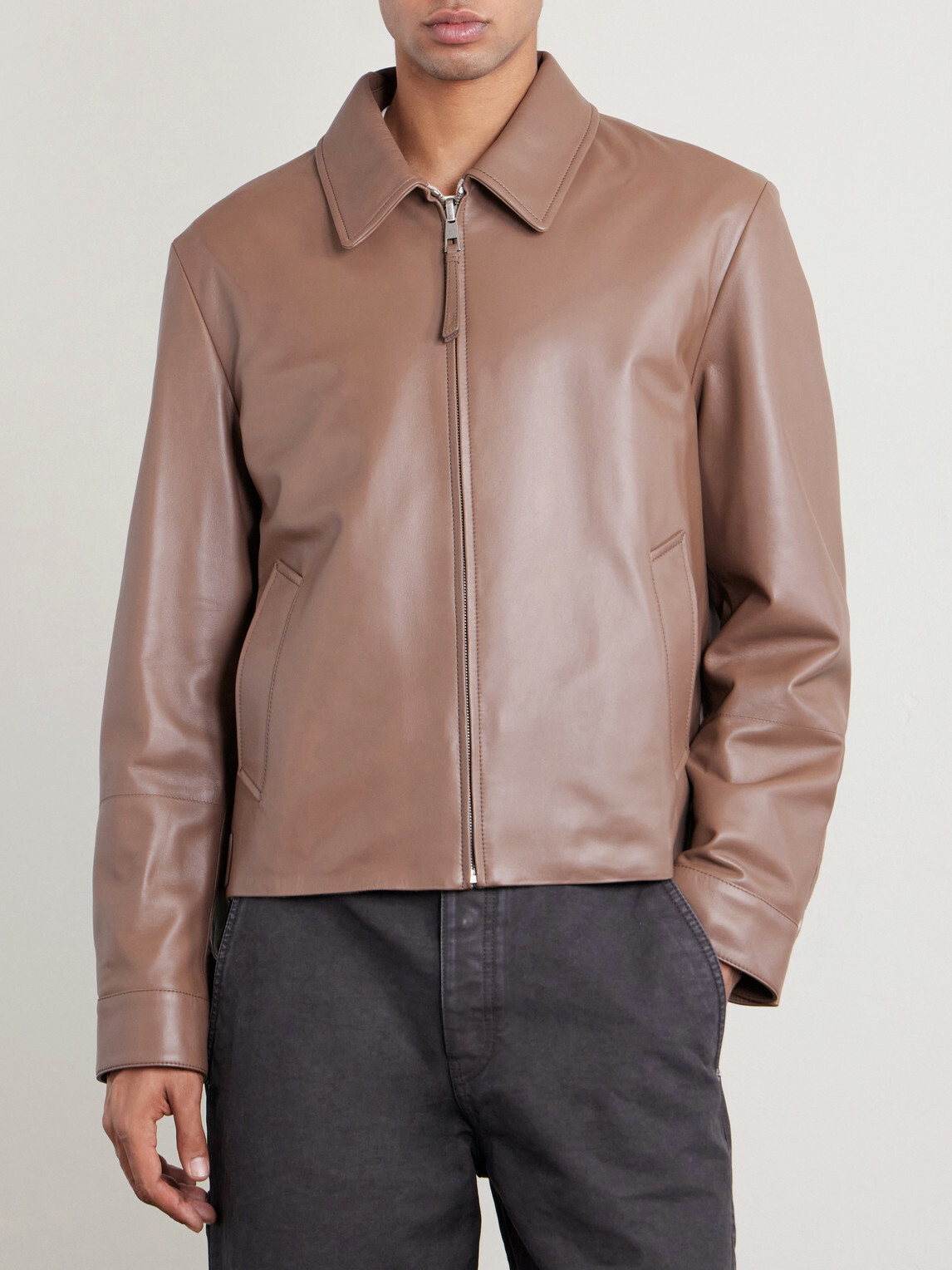 LOEWE - Reversible Leather Zip-Up Jacket - Brown