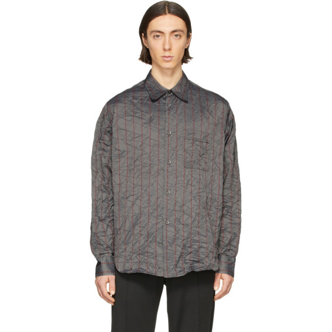 Photo: Our Legacy Grey Crushed Memory Striped Shirt