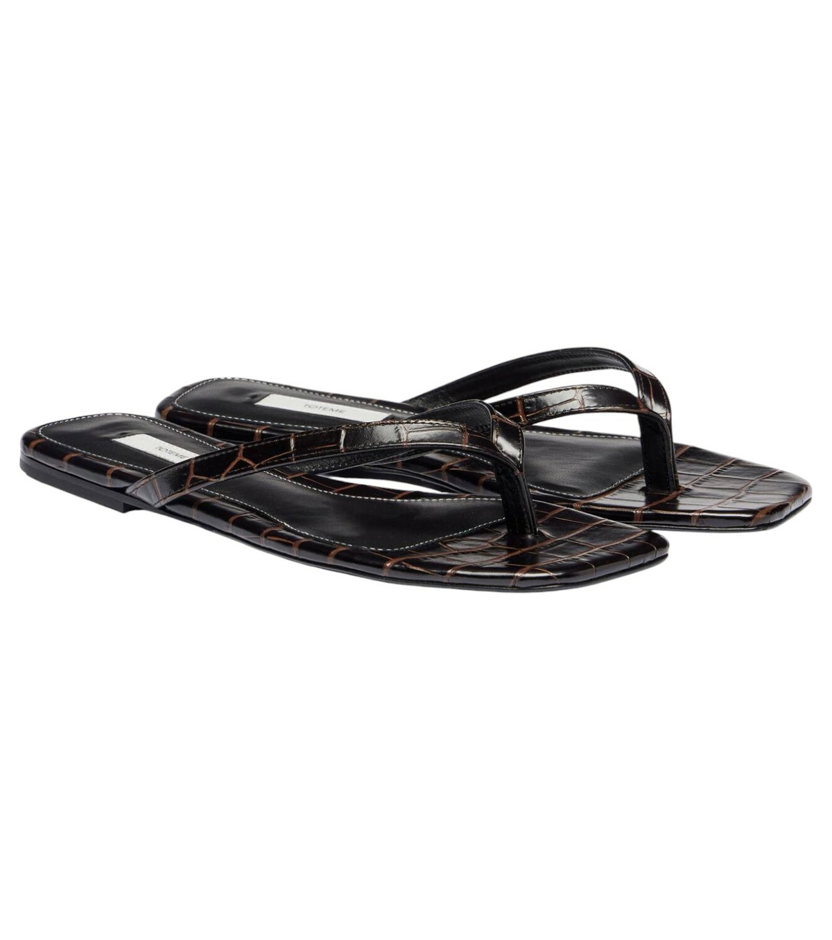 サンダル・ミュール Toteme Croc embossed leather thong sandals TOTEME - 35mm Croc Embossed Leather Thong Sandals Toteme