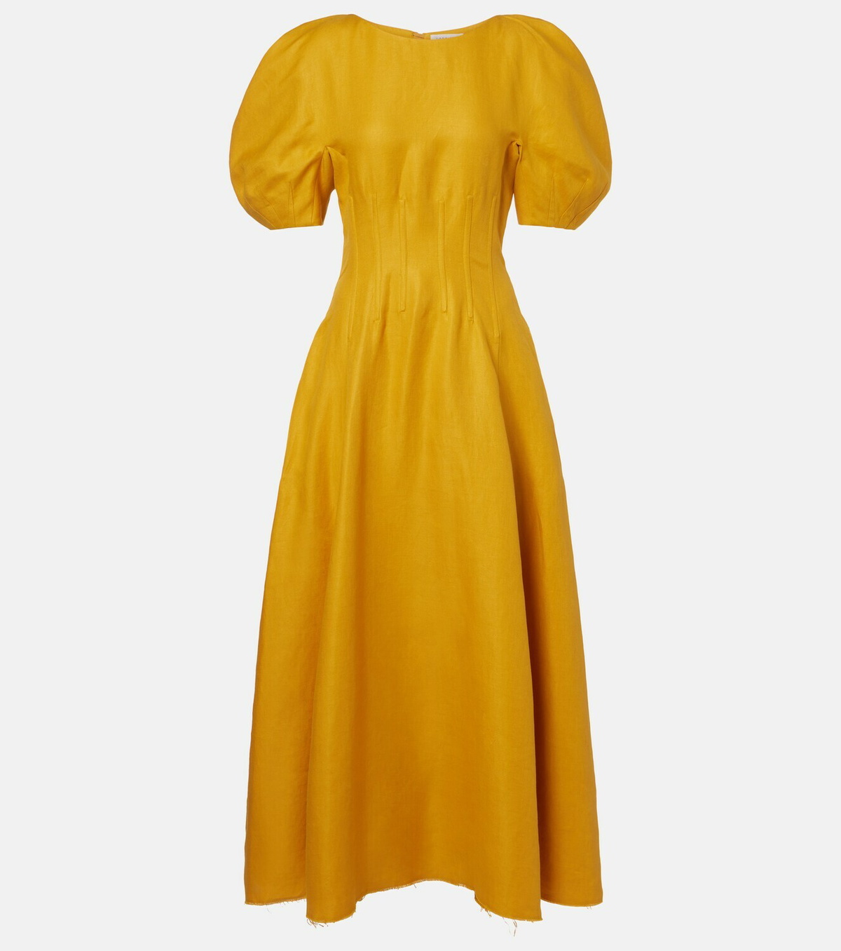 Gabriela Hearst Ranya puff-sleeve linen twill maxi dress