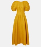 Gabriela Hearst Ranya puff-sleeve linen twill maxi dress