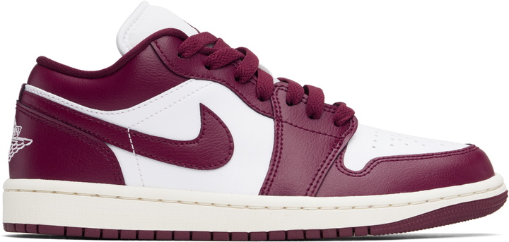 Photo: Nike Jordan White & Burgundy Air Jordan 1 Low Sneakers