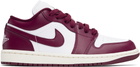 Nike Jordan White & Burgundy Air Jordan 1 Low Sneakers