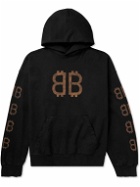 Balenciaga - Crypto Logo-Print Bleached Cotton-Jersey Hoodie - Black