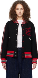 NEEDLES Black Deconstructed Letter Bomber Jacket