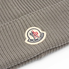 Moncler Men's Cotton Logo Beanie in Grey 