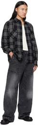 sacai Black Plaid Flannel Shirt