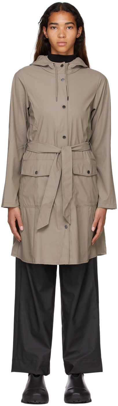 RAINS Taupe Polyester Coat