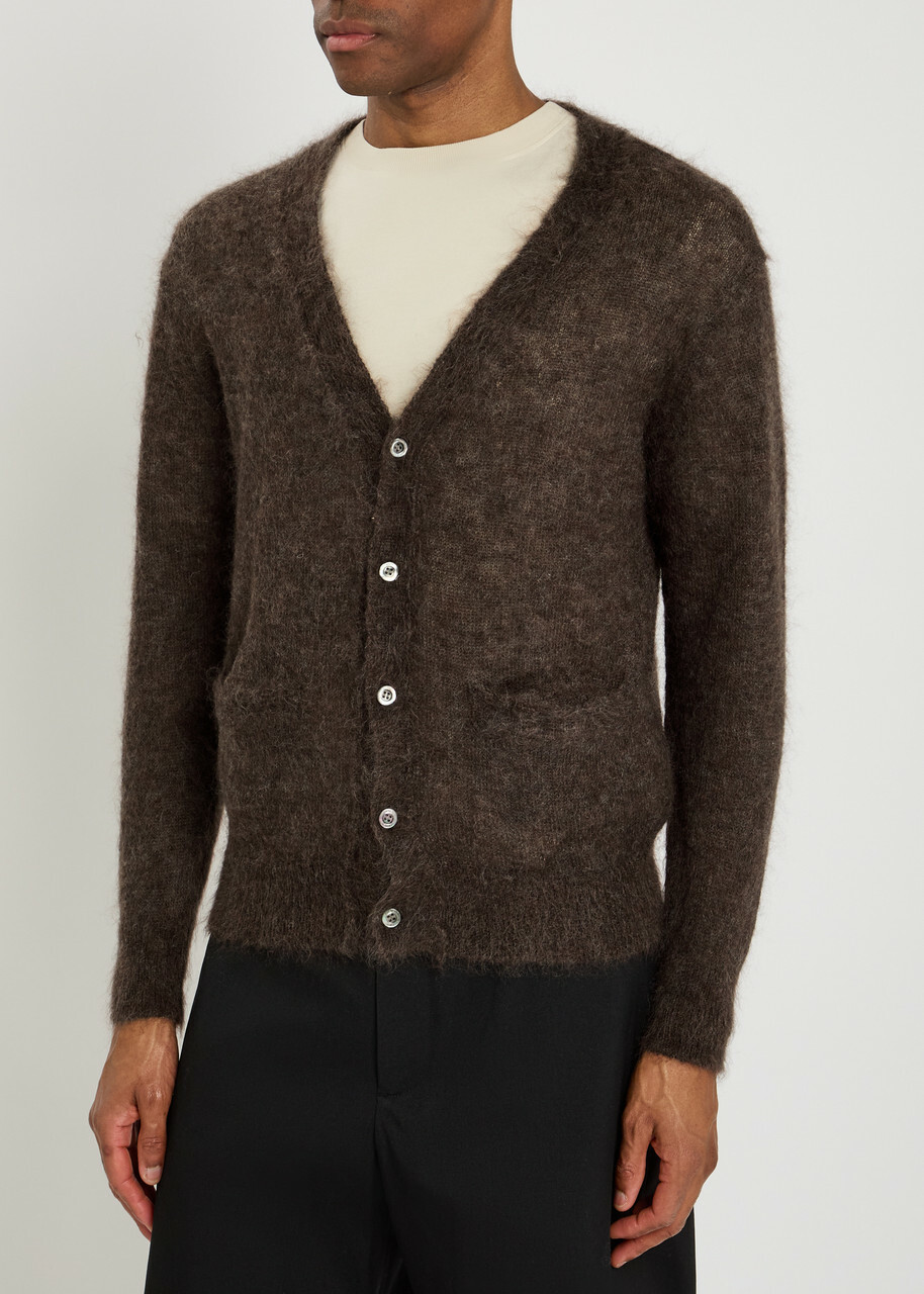 Vowels V-neck Mohair-blend Cardigan Brown