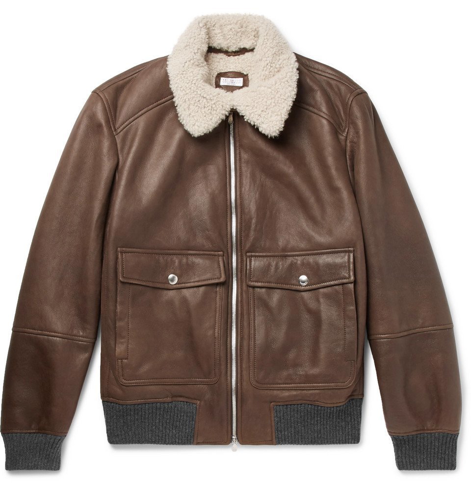 Brunello cucinelli shearling outlet jacket