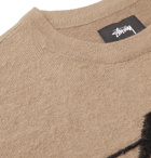 Stüssy - Logo-Intarsia Brushed-Knit Sweater - Neutrals