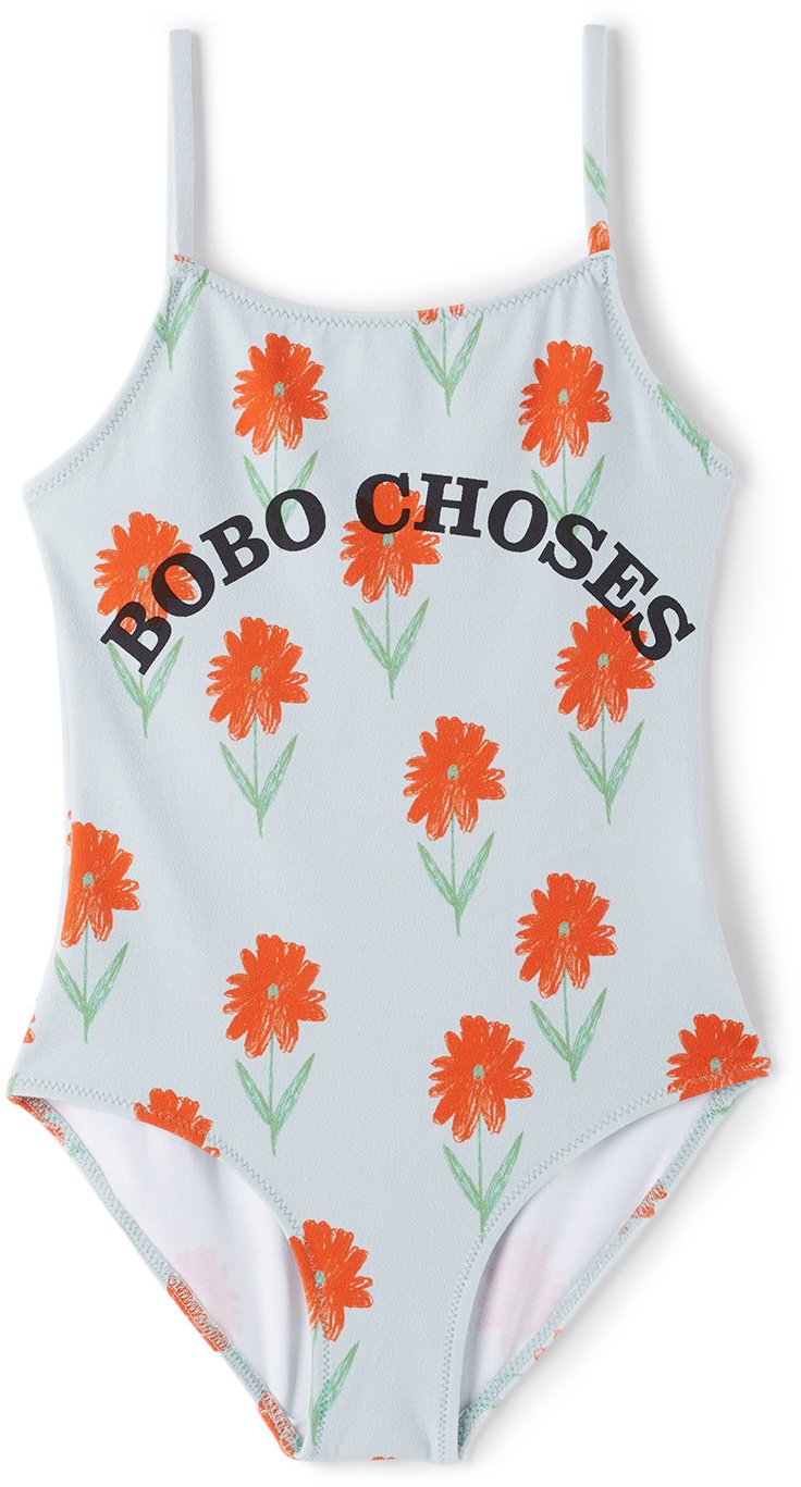 Bobo Choses Kids Blue Petunia All Over One-Piece Swimsuit Bobo Choses