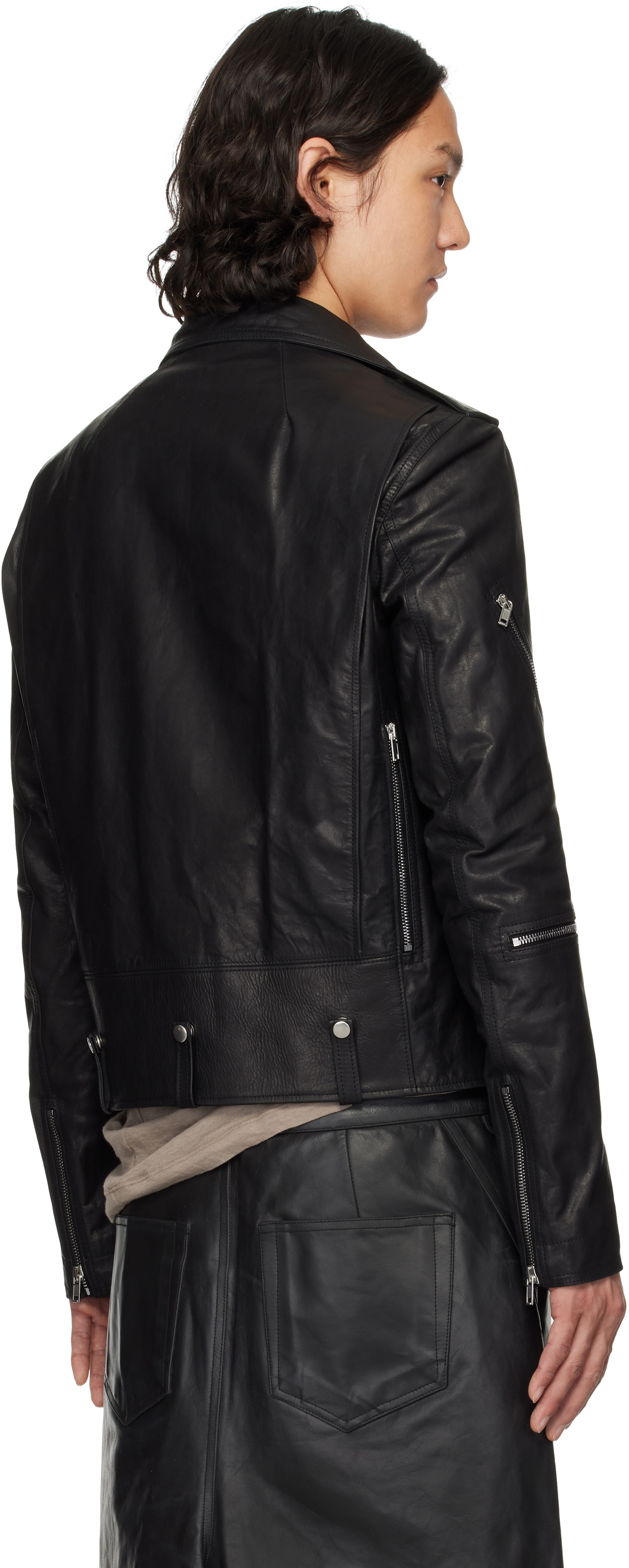 Rick Owens Black Hollywood Bauhaus Stooges Leather Jacket