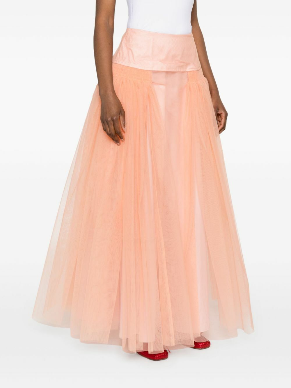 Molly Goddard Pink Robby Tulle Flared Skirt