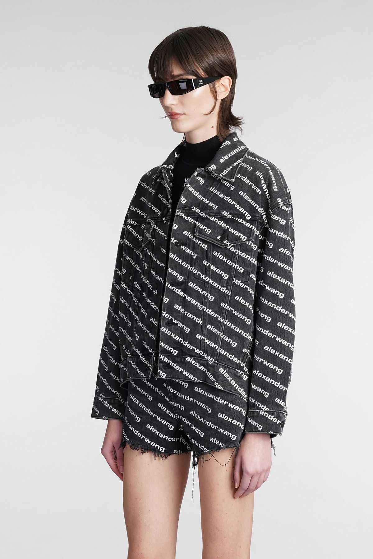 ALEXANDER WANG ブロックチェック シャドーロゴクロップドジャケット
