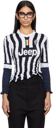 Conner Ives Black & White Shirred Football T-shirt