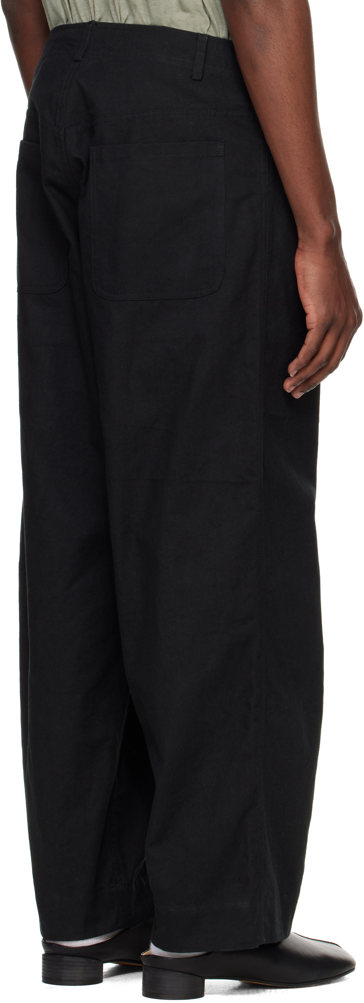 Jan-Jan Van Essche Black O-Project Paraffin Coated Cloth Jeans