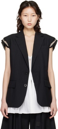 sacai Black Chalk Stripe Vest