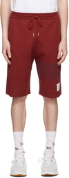 Thom Browne Burgundy 4-Bar Shorts