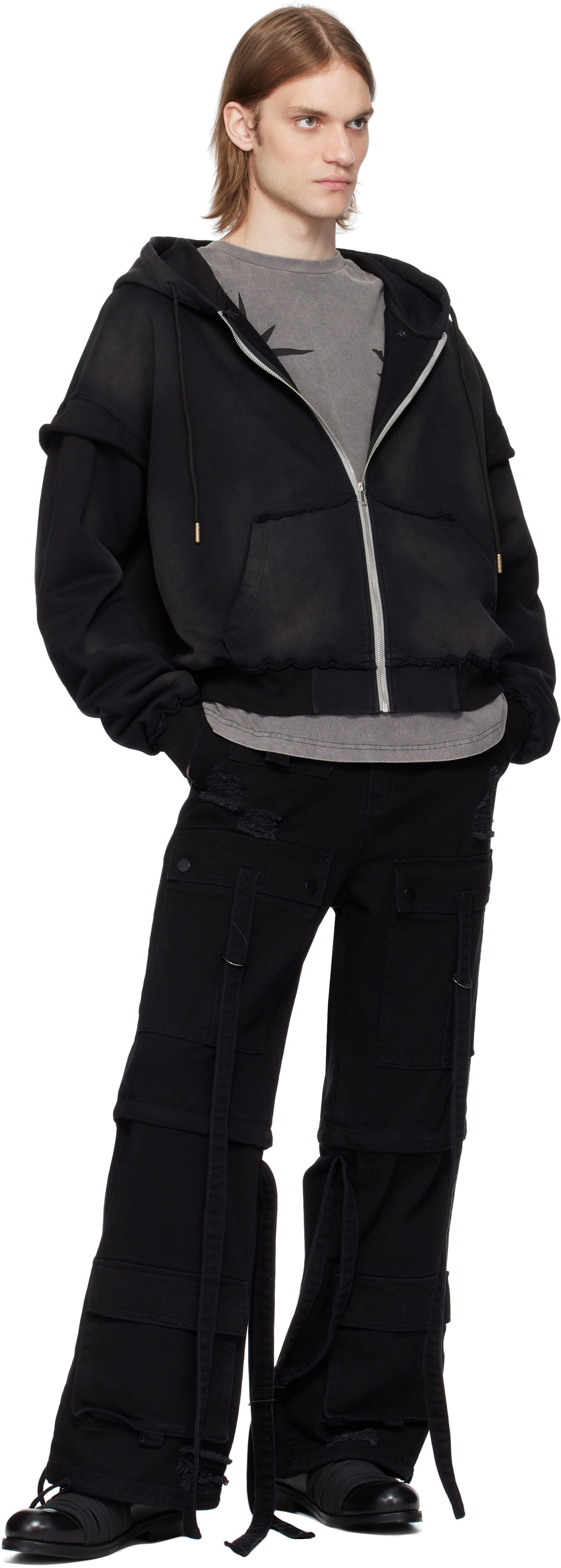 KUSIKOHC Black Distressed Hoodie