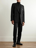 Mr P. - Double Breast Wool Tuxedo Jacket - Black