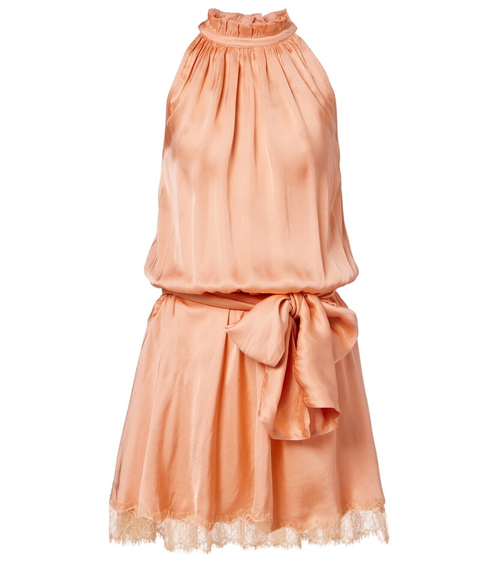 Photo: Poupette St Barth Silvia belted lace-trimmed satin romper