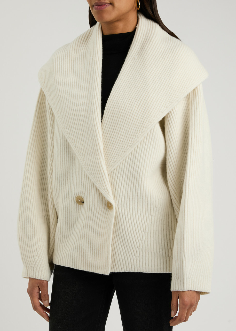 Toteme Double-breasted Wool-blend Cardigan Cream