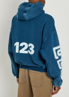 Rivington Roi Rebis Metanoi Printed Hooded Cotton Sweatshirt Navy