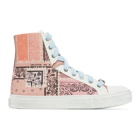 Amiri Pink Bandana Reconstructed Sunset High-Top Sneakers