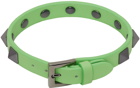 Valentino Garavani Green Rockstud Leather Bracelet