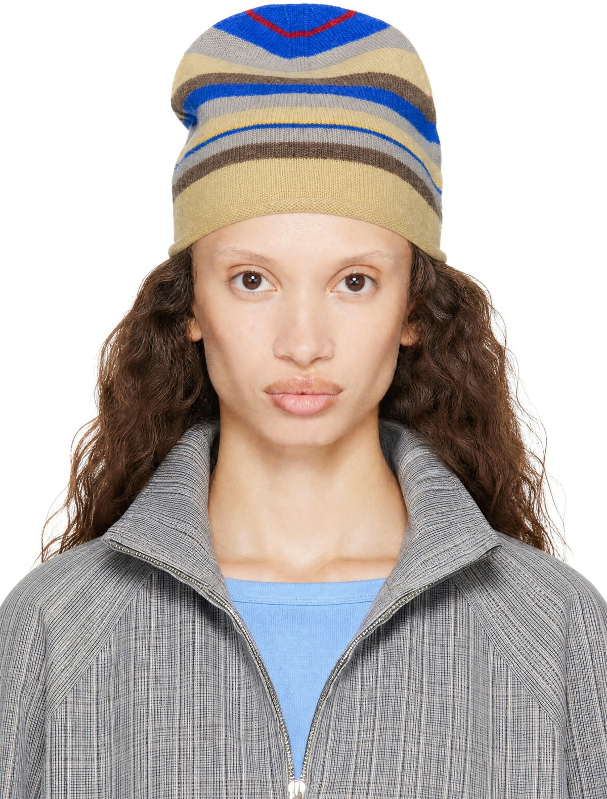 Edward Cuming Beige Striped 'Stoner' Beanie