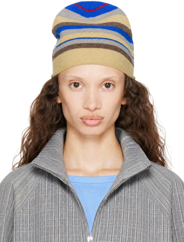 Photo: Edward Cuming Beige Striped 'Stoner' Beanie