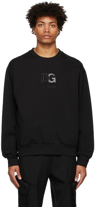 Photo: Dolce & Gabbana Black Embossed Logo Sweatshirt
