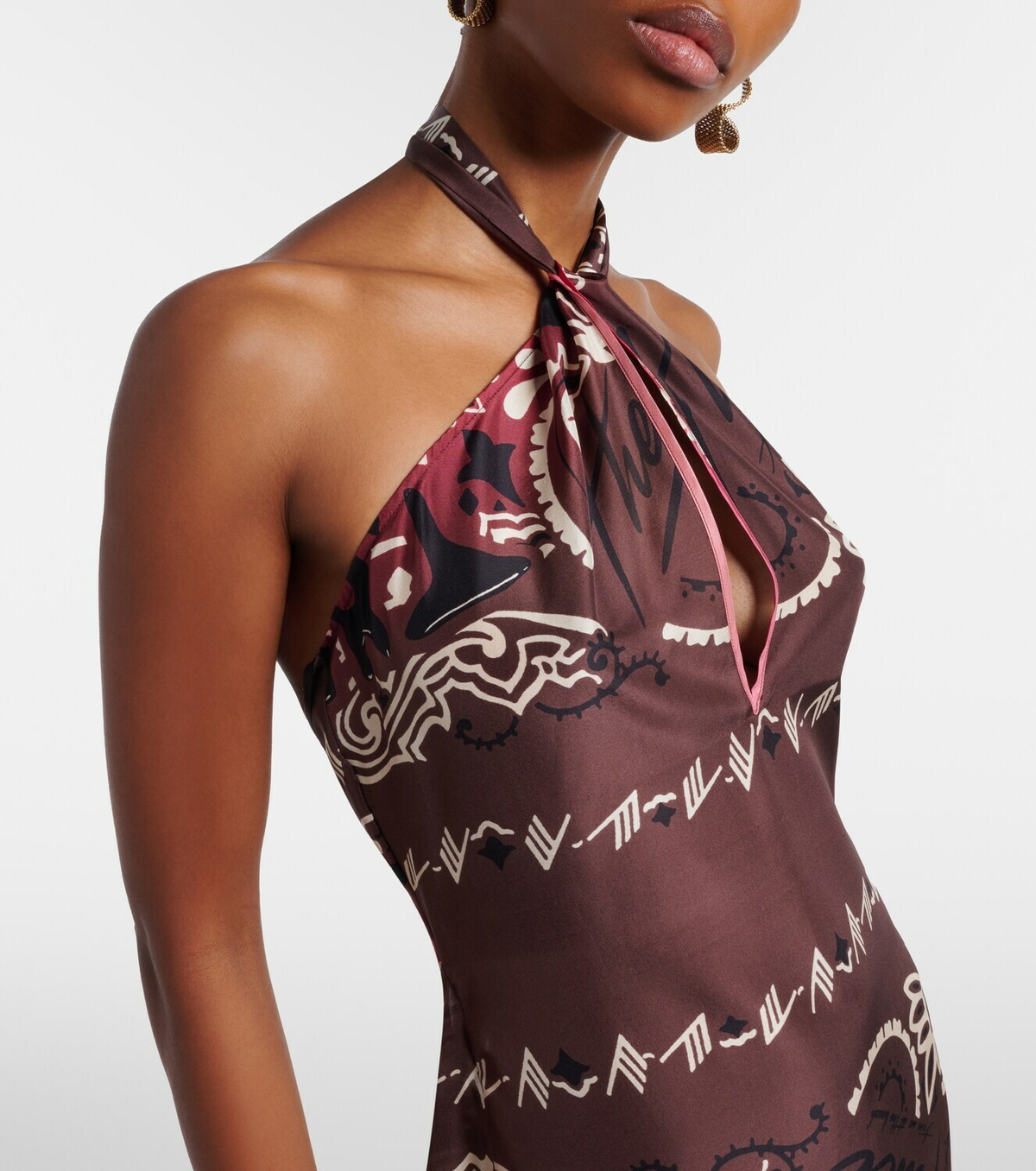 The Attico Printed silk maxi dress