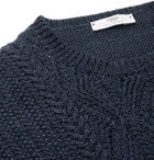 Inis Meáin - Cable-Knit Linen and Cotton-Blend Sweater - Blue