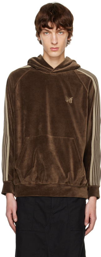 Photo: NEEDLES Brown Embroidered Track Hoodie