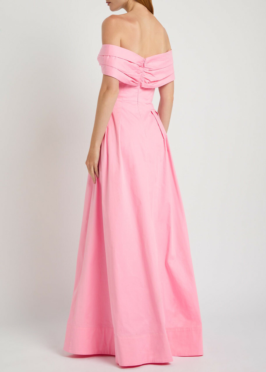 Rebecca Vallance Dianthe Off-the-shoulder Stretch-cotton Maxi Dress Pink