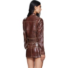 Diesel Brown Large Belt Patent-Leather Jacket