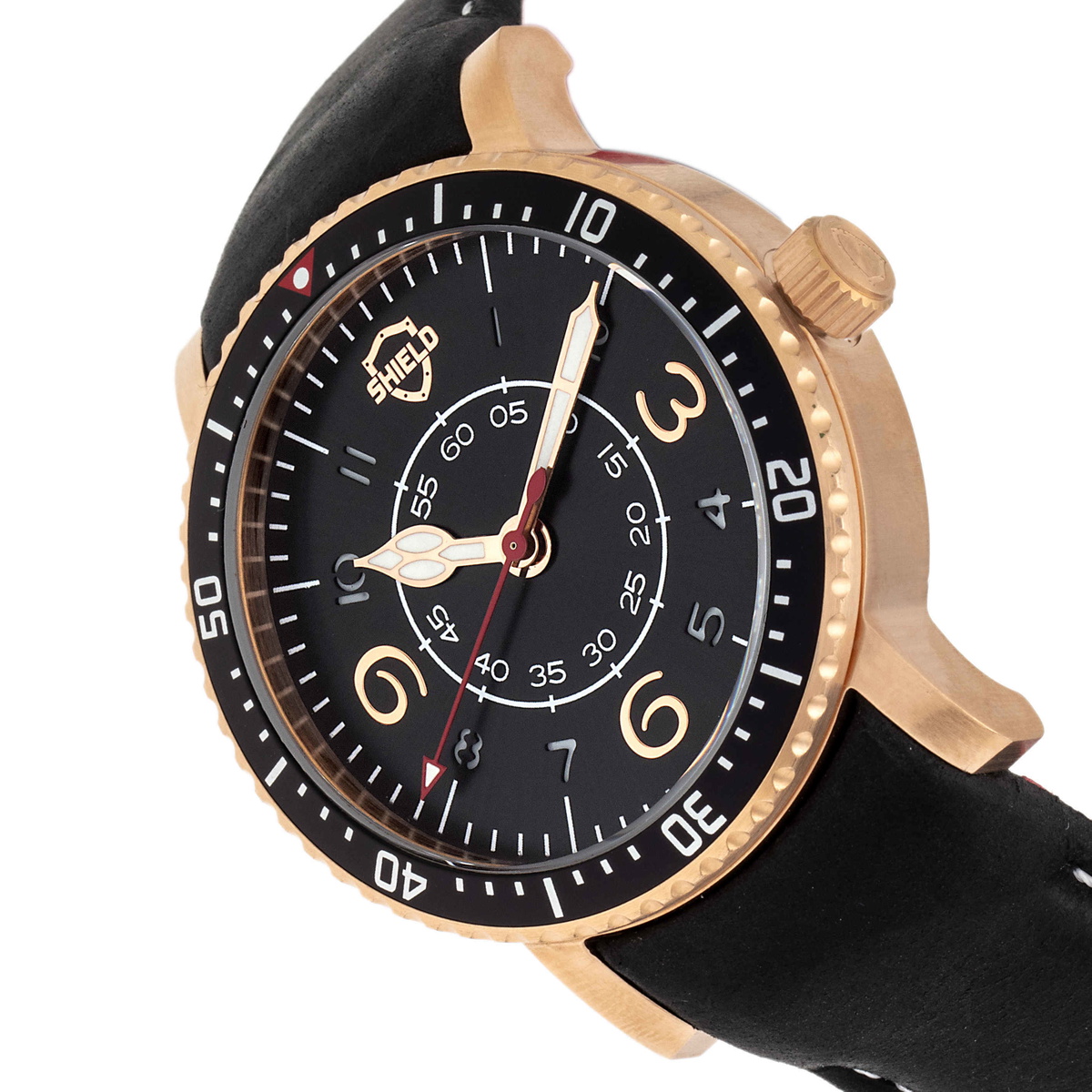 Shield Gilliam Quartz Black Dial Black Leather Mens Watch SLDSH100-4