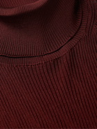 TOM FORD - Ribbed Silk Rollneck Sweater - Burgundy