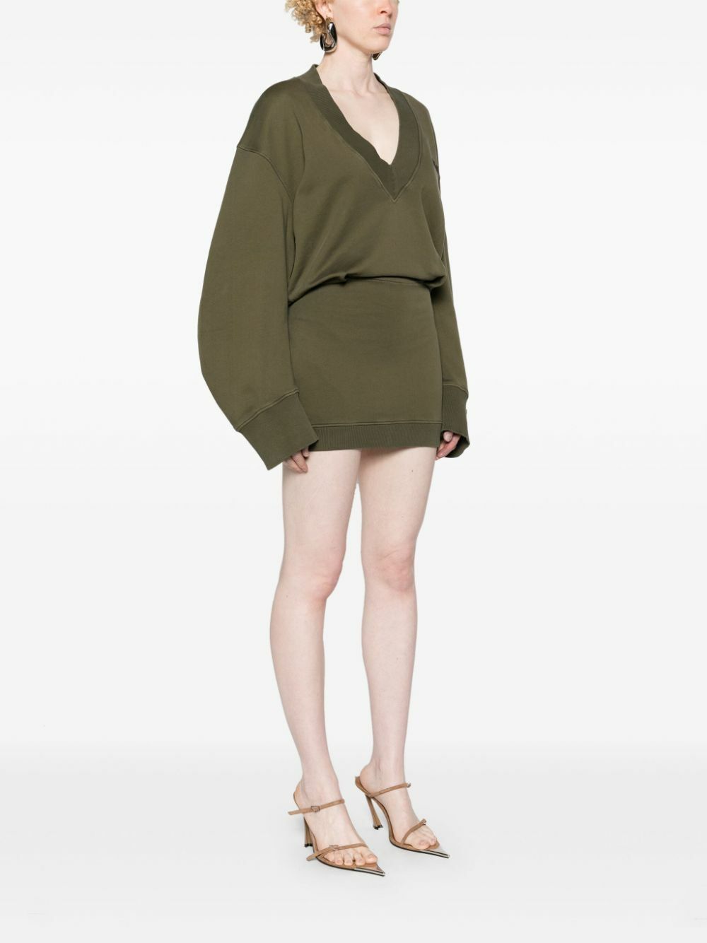 The Attico Green Layered Cotton Sweater Dress The Attico