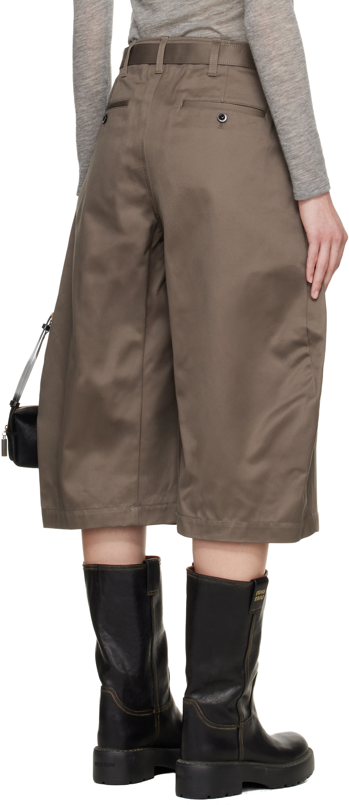 sacai Taupe Cotton Chino Shorts