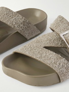 LOEWE - Paula's Ibiza Ease Buckled Brushed-Suede Slides - Green