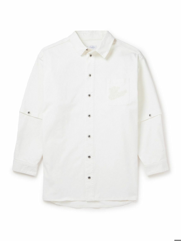 Photo: Off-White - 90s Oversized Logo-Embroidered Convertible Denim Shirt - White